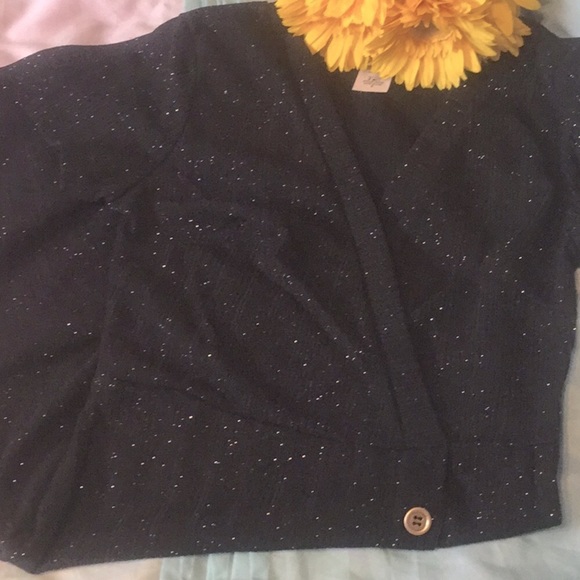 ❌DONATED❌Black Shimmer V-Neck Button Detail Knit Dress - Picture 7 of 8